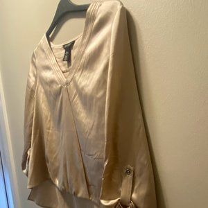 WHBM | golden/champagne silk stretch blouse | Size 12